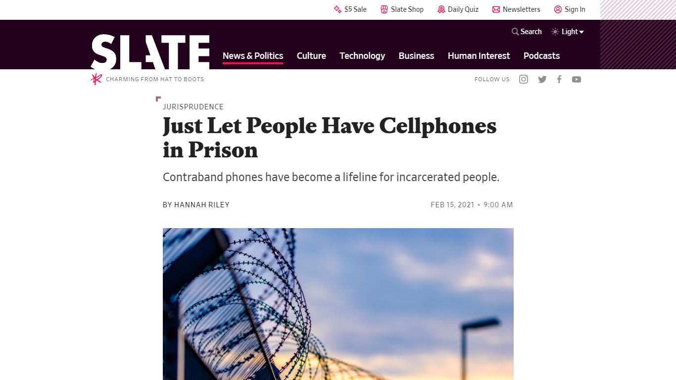 Just Let People Have Cellphones in Prison - Slate Magazine