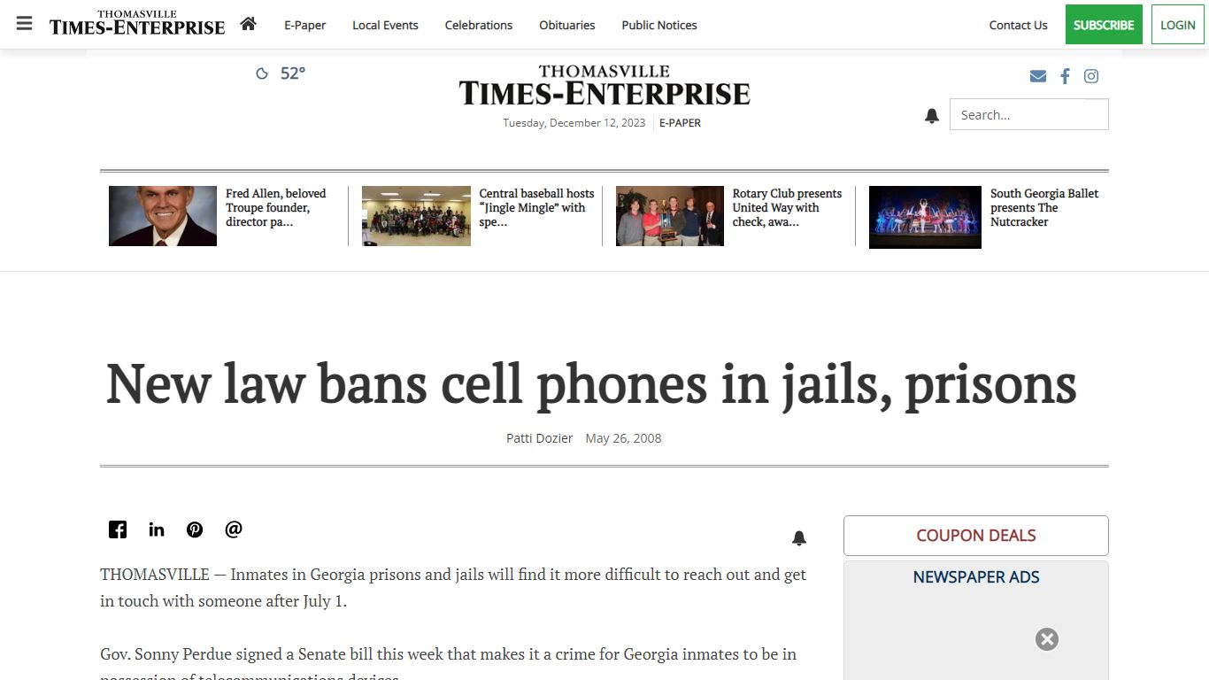 New law bans cell phones in jails, prisons | Local News ...