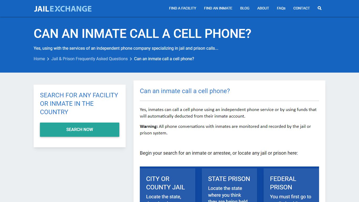 Can an inmate call a cell phone? - Jail Exchange